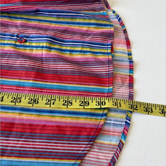 Charlie Holiday Maple Oversized Shirt Size S Multi Stripe Button Up Beach Swim - Picture 10 of 10